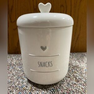 Elegant White Snack Jar with Heart Lid